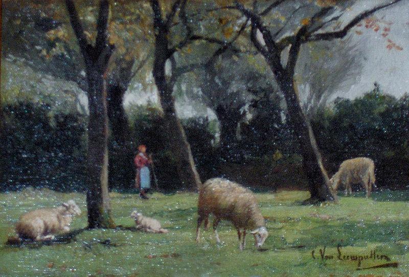 unknow artist Shepherdess with sheep oil painting picture